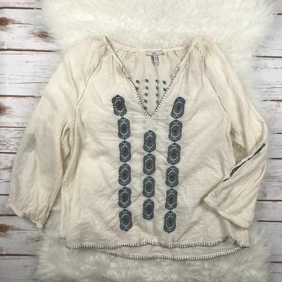 Joie Tops - Joie Embroidered Boho Peasant Top